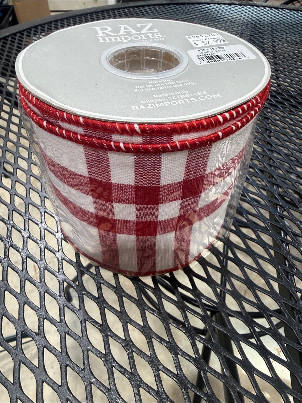 RAZ Imports Red Plaid Holiday Ribbon